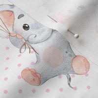 Little Floating Elephants – Baby Girl Nursery Pattern, Girl Elephant Fabric (pink dot)