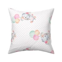 Little Floating Elephants – Baby Girl Nursery Pattern, Girl Elephant Fabric (pink dot) ROTATED