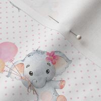 Little Floating Elephants – Baby Girl Nursery Pattern, Girl Elephant Fabric (pink dot) smaller