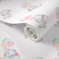 Little Floating Elephants – Baby Girl Nursery Pattern, Girl Elephant Fabric (pink dot) smaller