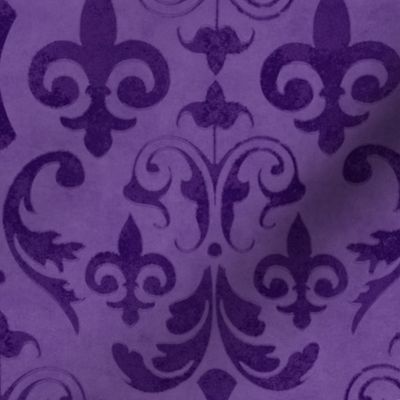 Vintage Damask Velvet Reverie Elegant Nostalgic Pattern In Purple Smaller Scale