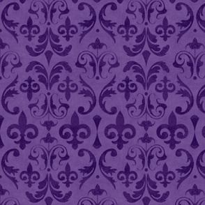 Vintage Damask Velvet Reverie Elegant Nostalgic Pattern In Purple Smaller Scale