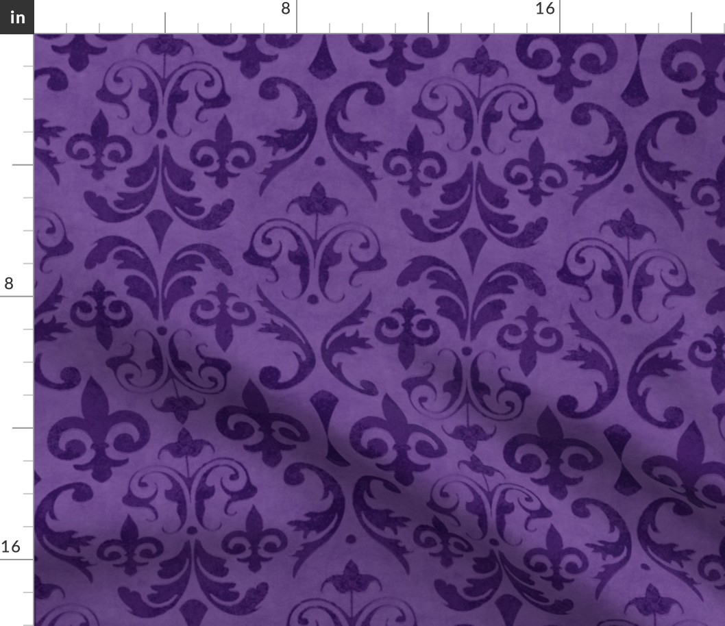 Vintage Damask Velvet Reverie Elegant Nostalgic Pattern In Purple Smaller Scale