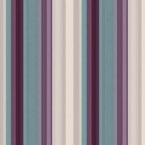 Spring Bloom Stripes - Linen - Purple and Teal