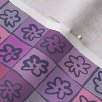 Hand drawn flowers grid in pink
