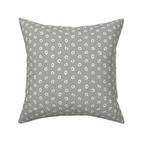 Floral Mosaic - Small Ditsy Nature Botanical Cream Floral Dots Dotted on Light Dusty Blue Gray Background