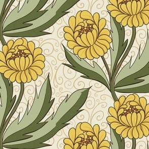 Trailing Floral: Golden Yellow & Sage
