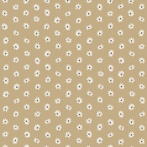 Floral Mosaic - Small Ditsy Nature Botanical Cream Floral Dots Dotted on Light Sunny Yellow Background