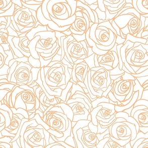 Roses Everywhere-Apricot on Warm White-Large scale