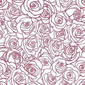 Roses Everywhere-Dark Red on Warm White-Large scale