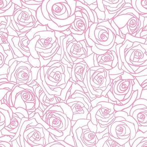 Roses Everywhere-Darker Pink on Warm White-Large scale