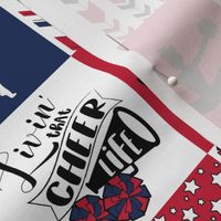 3 inch Cheer Life//Red&Navy - Wholecloth cheater quilt