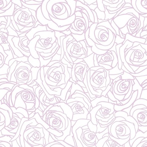 Roses Everywhere-Lilac on Warm White-Large scale