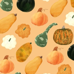 Watercolor Pumpkins, 21x21