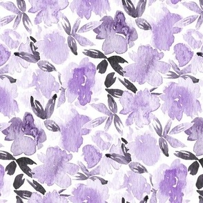 Wild Roses in lavender purple watercolor - small 