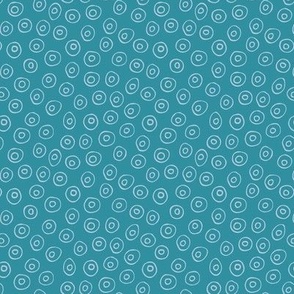 314 - Small scale ocean turquoise organic circle shapes tossed coordinate for patchwork, quilting,  kids apparel, children's fashion accessories, pjs, tops, table linen, napkins, nursery decor and bed linen.