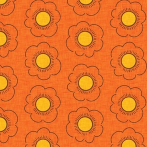 70s Flower Orange- Mid-century Floral 