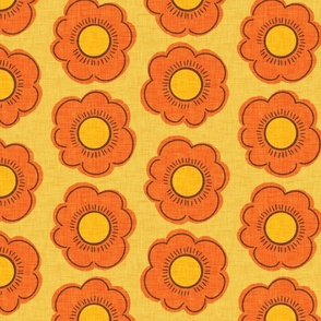 70s Flower Yellow- Mid-century Floral 