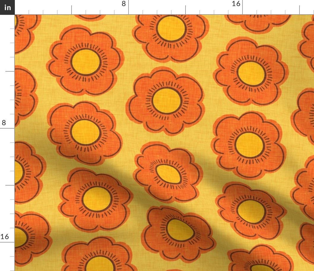 70s Flower Yellow- Mid-century Floral 
