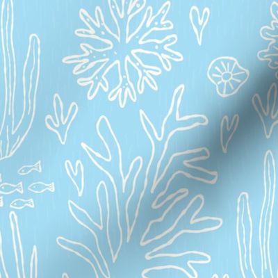 big// Coral Reef Wedding Seahorses Starfishes Soft Blue Background