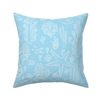 big// Coral Reef Wedding Seahorses Starfishes Soft Blue Background