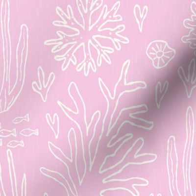 big// Coral Reef Wedding Seahorses Starfishes Soft Pink Background