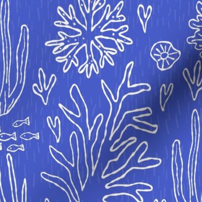big// Coral Reef Wedding Seahorses Starfishes Blue Tint Background