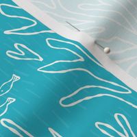 big// Coral Reef Wedding Seahorses Starfishes teal Background