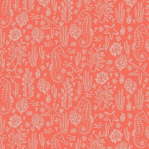 medium// Coral Reef Wedding Seahorses Starfishes Coral Background