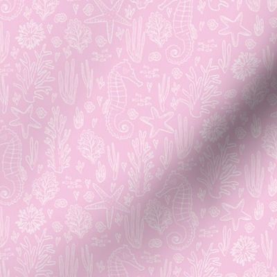 small// Coral Reef Wedding Seahorses Starfishes Soft Pink Background