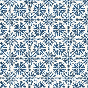 Navy blue and off white mediterranean tile