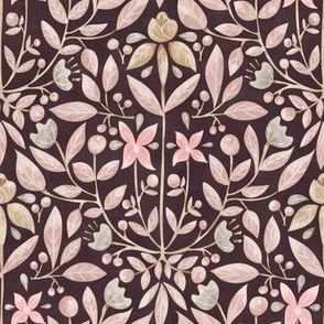 Symmetrical Floral_Fauna Lavender Rose and Dusty Rose_Small