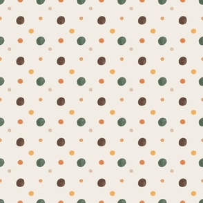 Sprinkle dots - retro vibe - green, yellow, orange, brown, beige