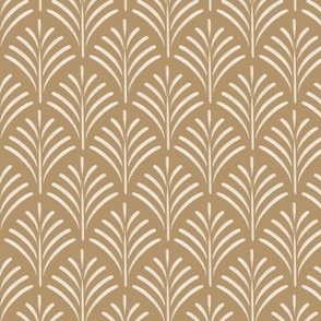 art deco fronds _ creamy white_ lion gold yellow _ mustard brown traditional scallop