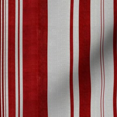 linen uneven stripe red and silver