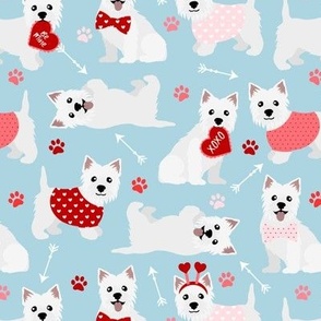 Valentine's Day Westie Dogs Blue