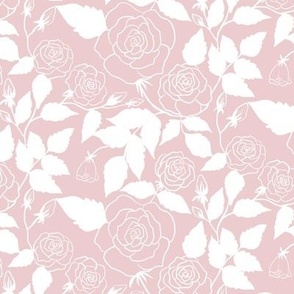 The rose garden line art on pink