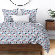 lobsters - multi blue/red on light blue - nautical - LAD23