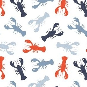 (small scale) lobsters - multi blue/red - nautical - LAD23