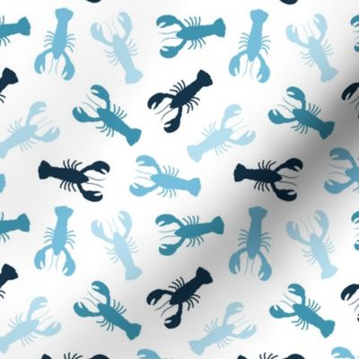 (small scale) lobsters - multi blues - nautical - LAD23
