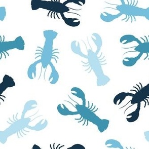 lobsters - multi blues - nautical - LAD23
