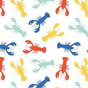 (small scale) lobsters - multi mint/blue/yellow/red - nautical - LAD23