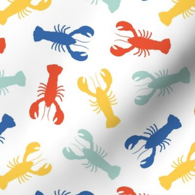 lobsters - multi mint/blue/yellow/red - nautical - LAD23