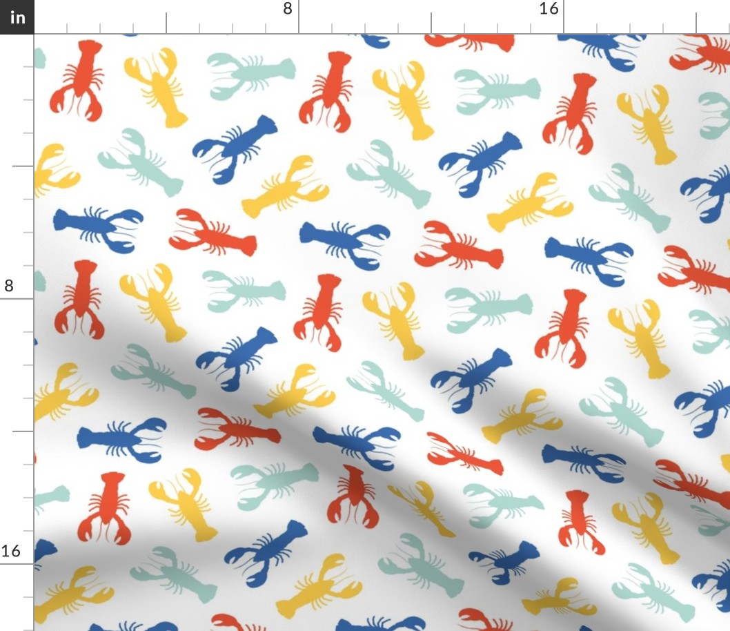lobsters - multi mint/blue/yellow/red - nautical - LAD23