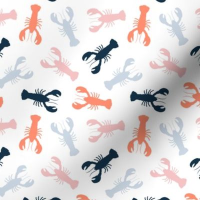 (small scale) lobsters - multi blue/pink/coral - nautical - LAD23