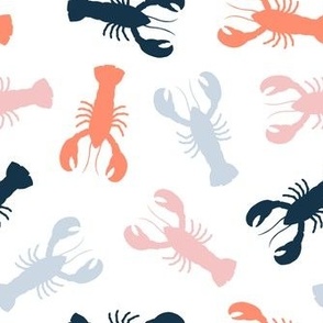 lobsters - multi blue/pink/coral - nautical - LAD23