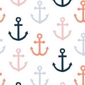 anchors - multi blue/pink/coral - LAD23