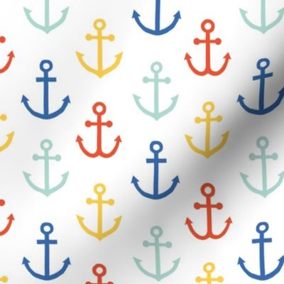 Anchors - multi yellow/mint/blue - Nautical - LAD23