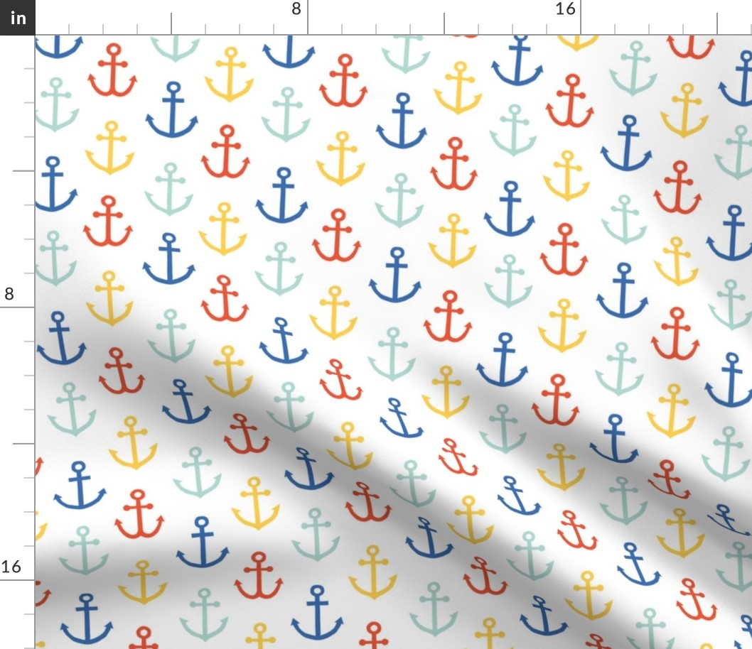 Anchors - multi yellow/mint/blue - Nautical - LAD23