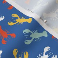 (small scale) lobsters - multi yellow/mint on blue - nautical - LAD23